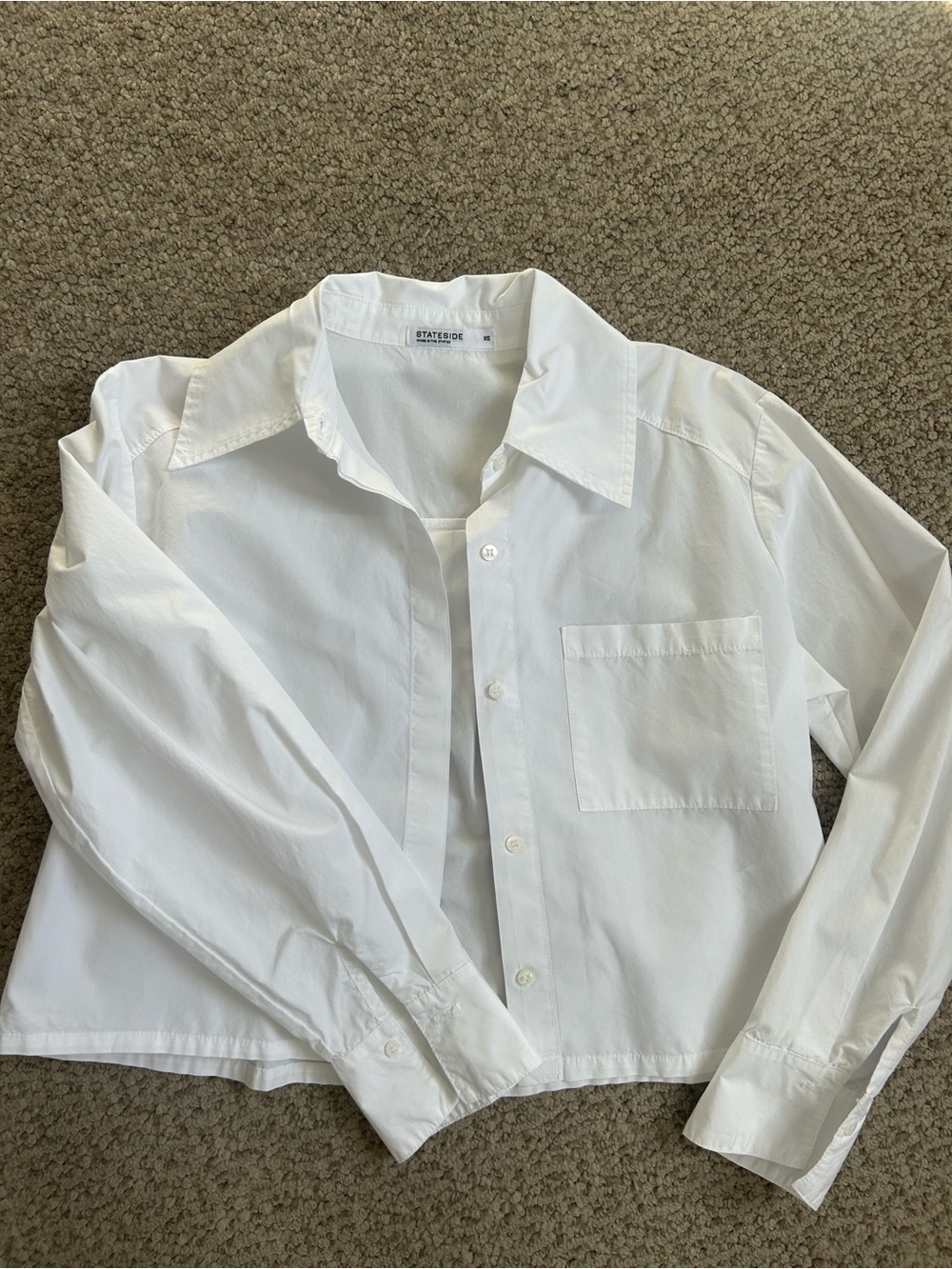 Stateside White Cropped Button-Front Shirt